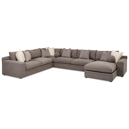 Casual Four Piece Sectional Sofa with RAF Chaise